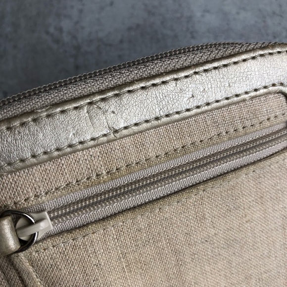 Vera Bradley Zip Wallet Birdie Linen Leather Trim - Picture 2 of 8